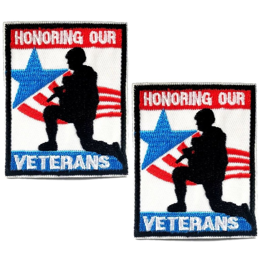 NEW HONORING VETERANS PATCHES 2-PACK EASY IRON ON